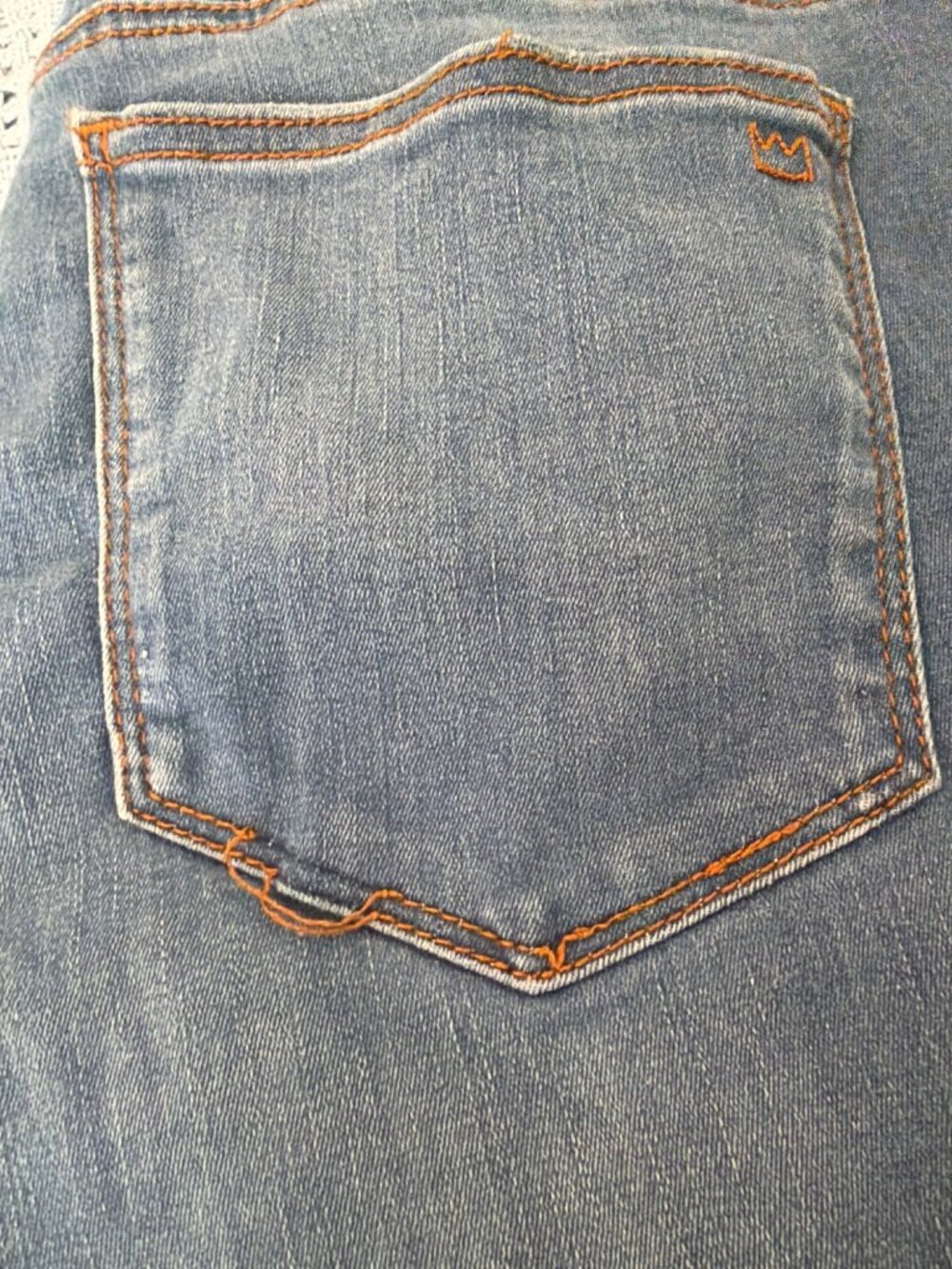Crown & Ivy High Rise Skinny Crop Jeans Blue Denim Raw Hem Size 12 READ - Picture 4 of 6